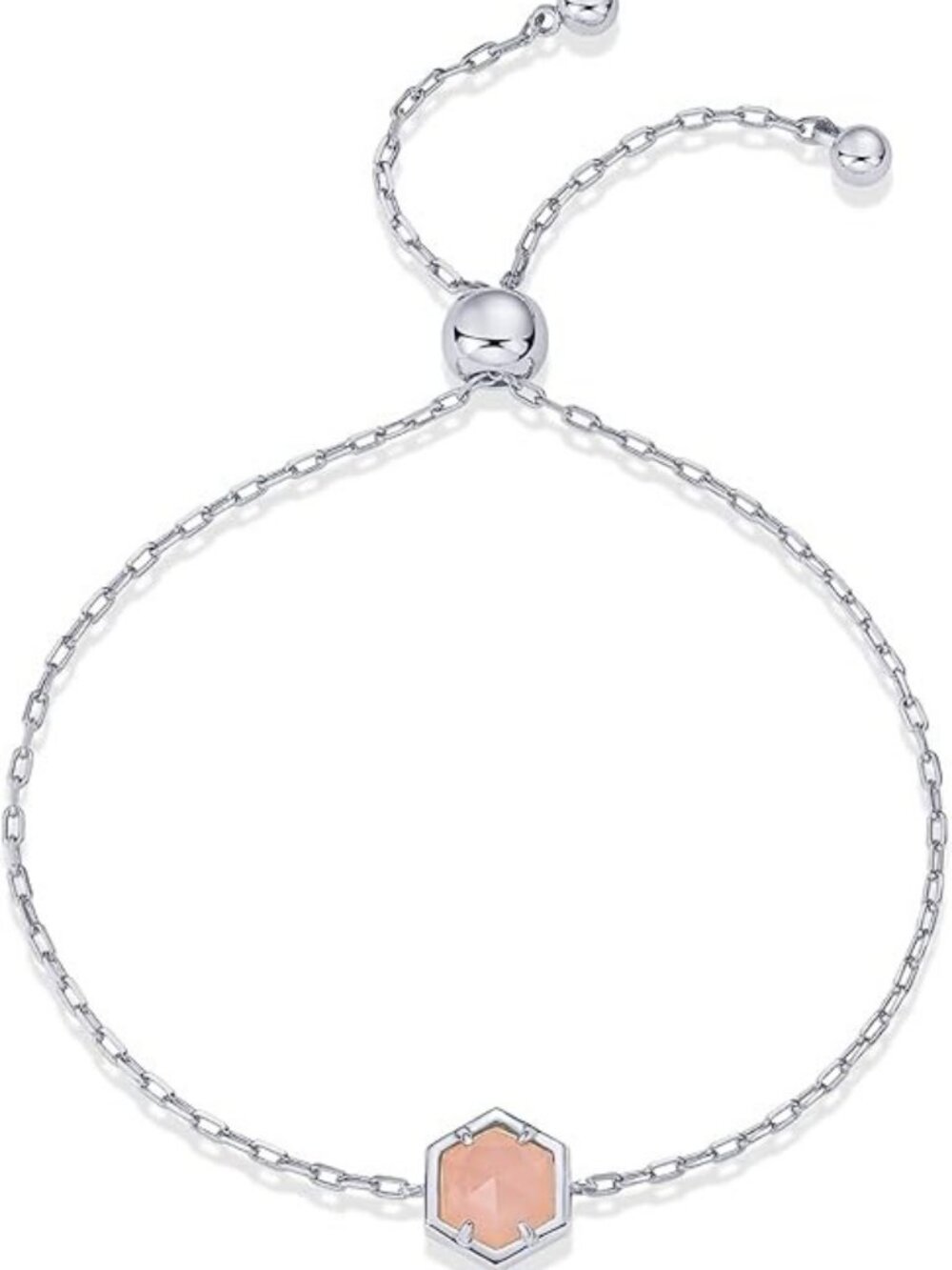 Quartz White Gold 14K Gold Plated Hexagon Gemstone Bracelet